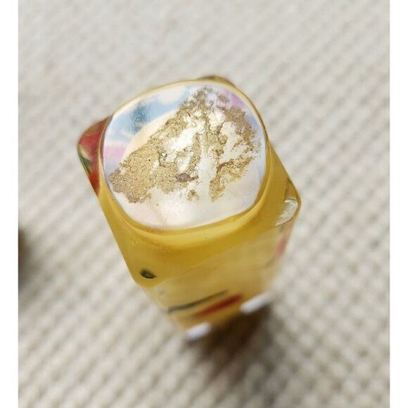 Chinese Glass Interior Hand Painted Snuff Bottle Red Amaryllis Flower with Top - Picture 6 of 6